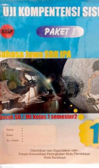 Uji Kompetensi Siswa Paket 1 Bahasa Jawa SBK IPA Untuk SD/MI Kelas 1 Semester 2